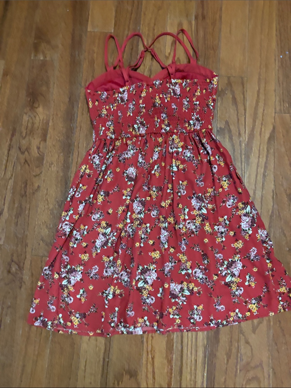 Xhilaration Red Floral Mini Dress with Strappy Back - Picture 6 of 8
